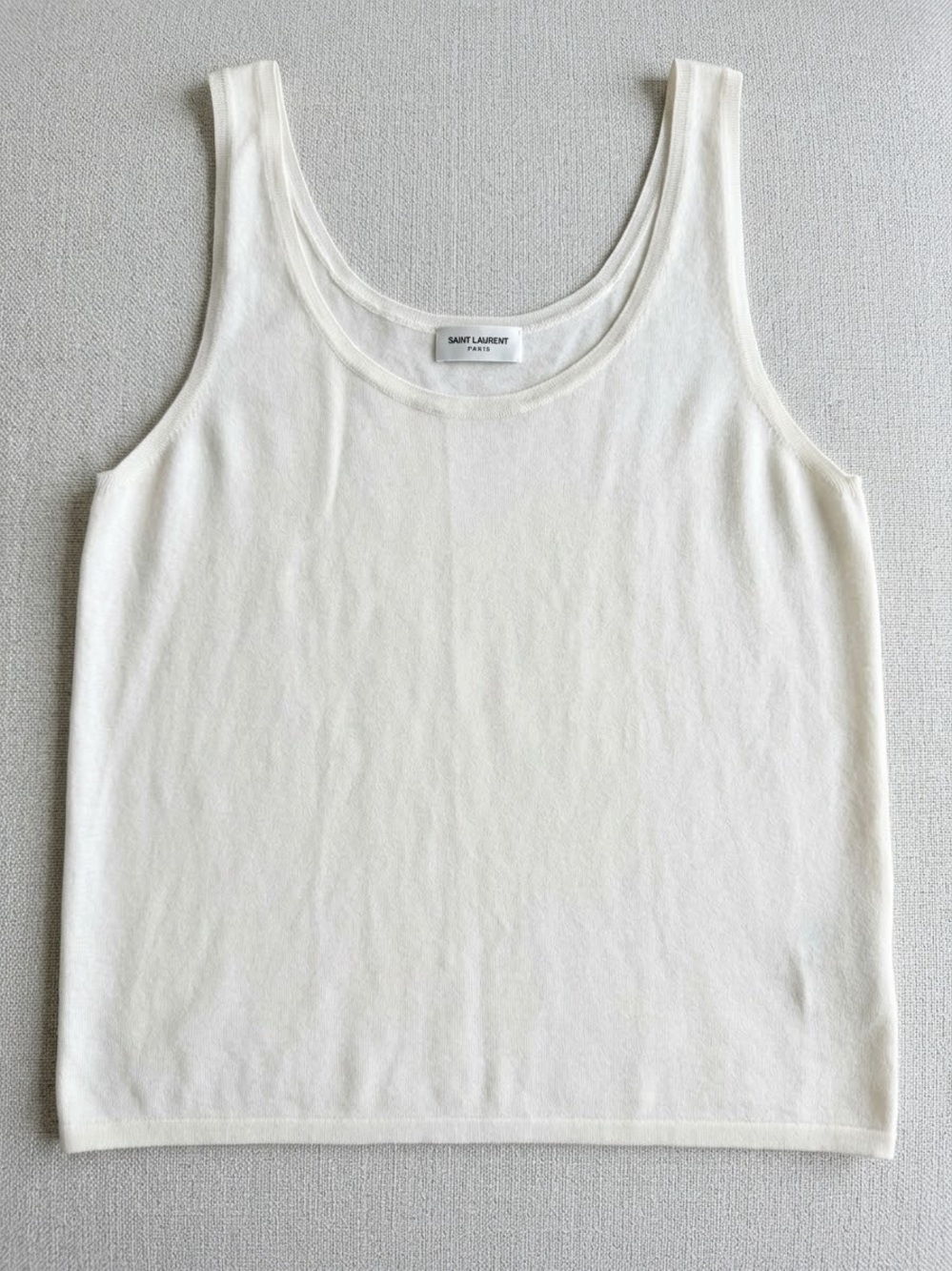 Saint Laurent Cream Scoop Neck Tank